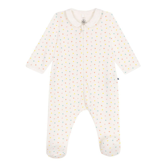 Petit Bateau Zip Sleepsuit - Tiny Hearts