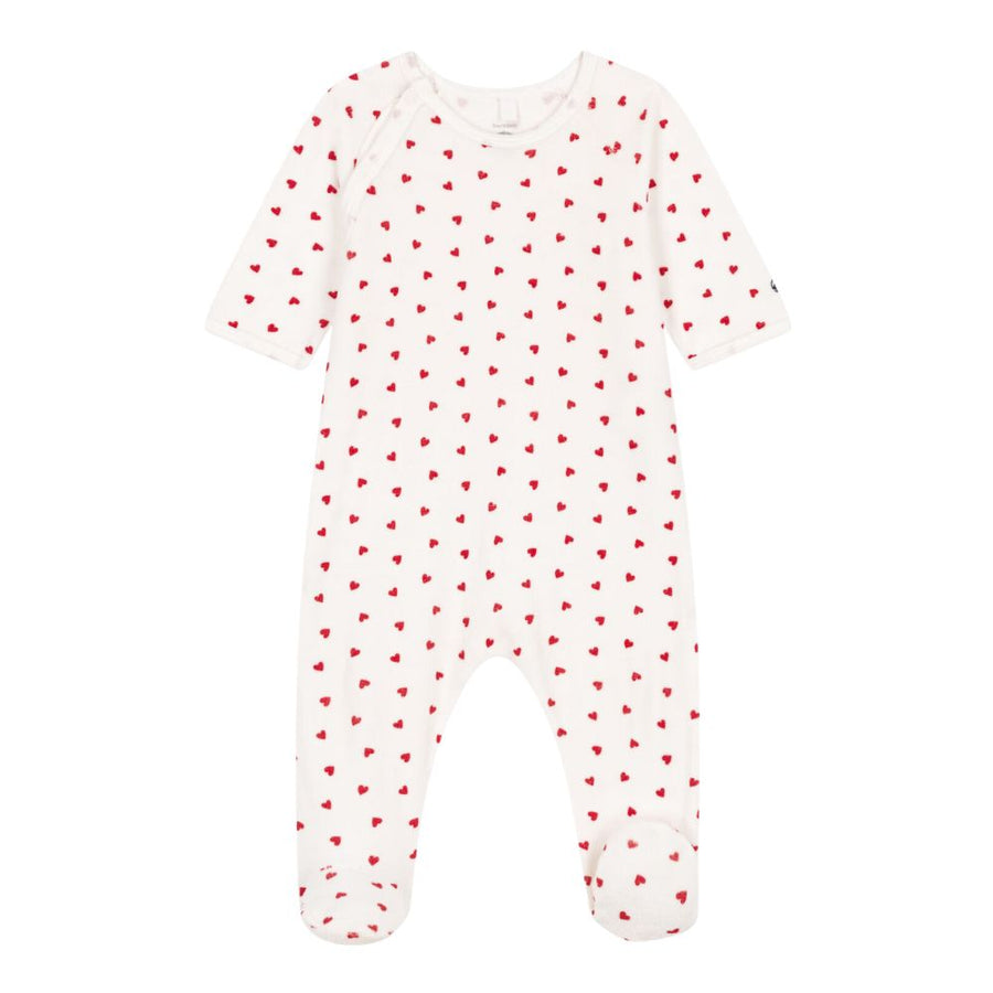 Petit Bateau Sleepsuit - Red Tiny Hearts