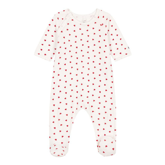 Petit Bateau Sleepsuit - Red Tiny Hearts