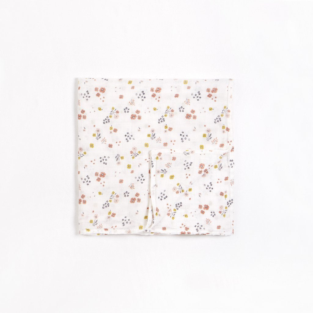 Flower Print Muslin Swaddle Blanket