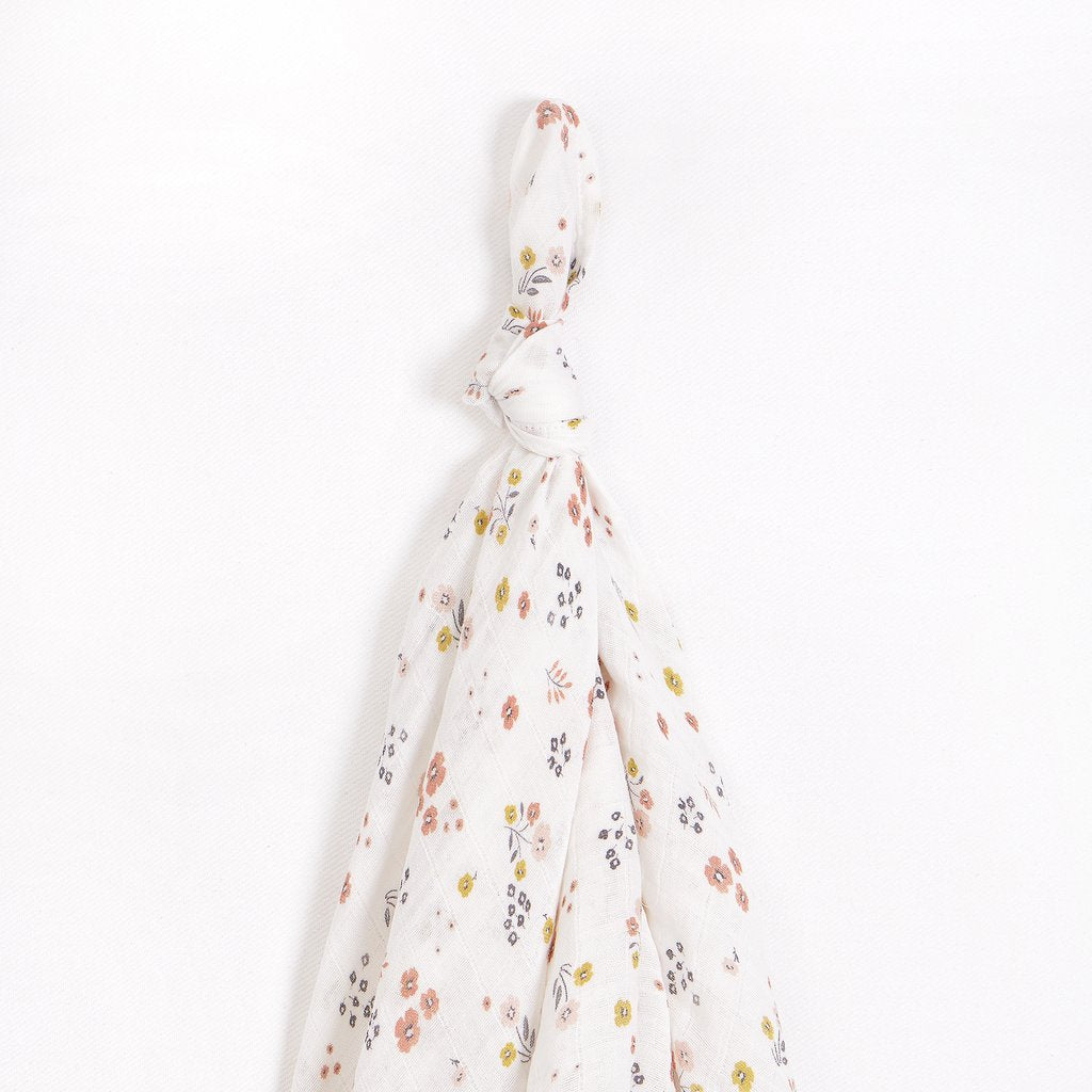 Flower Print Muslin Swaddle Blanket