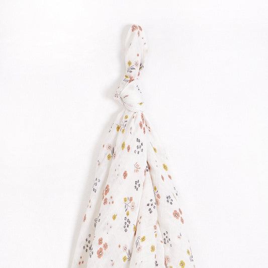 Flower Print Muslin Swaddle Blanket