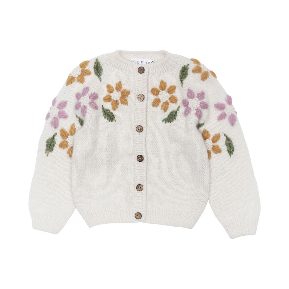 Flower Rain Cardigan White