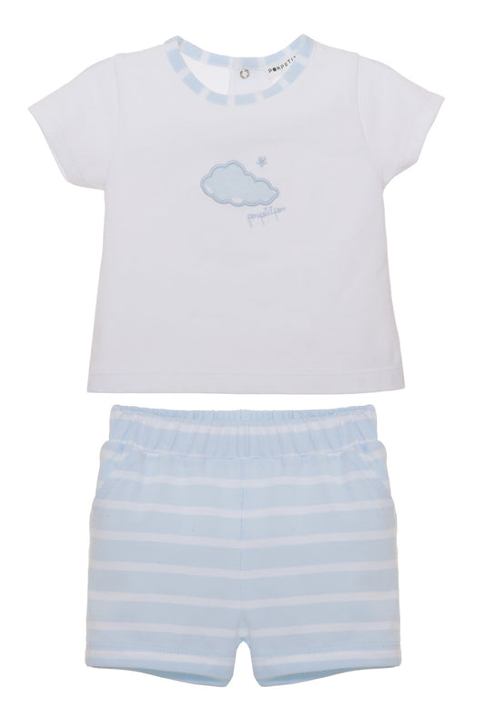 T-Shirt and Shorts Set with Clouds