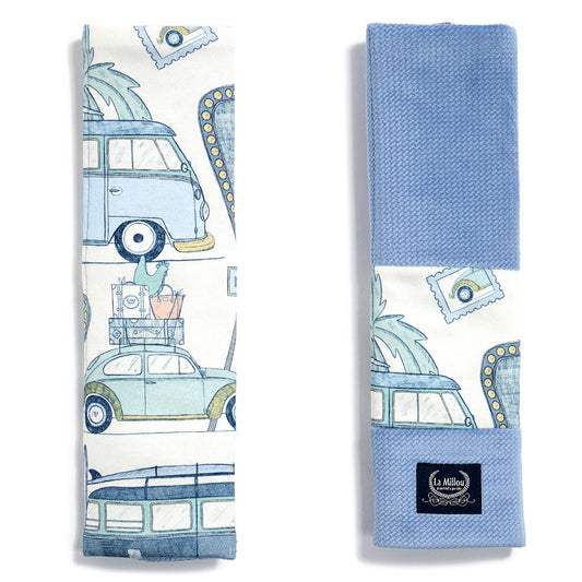 Organic Cotton Seat Belt Covers - Route 66 Colour - Blue