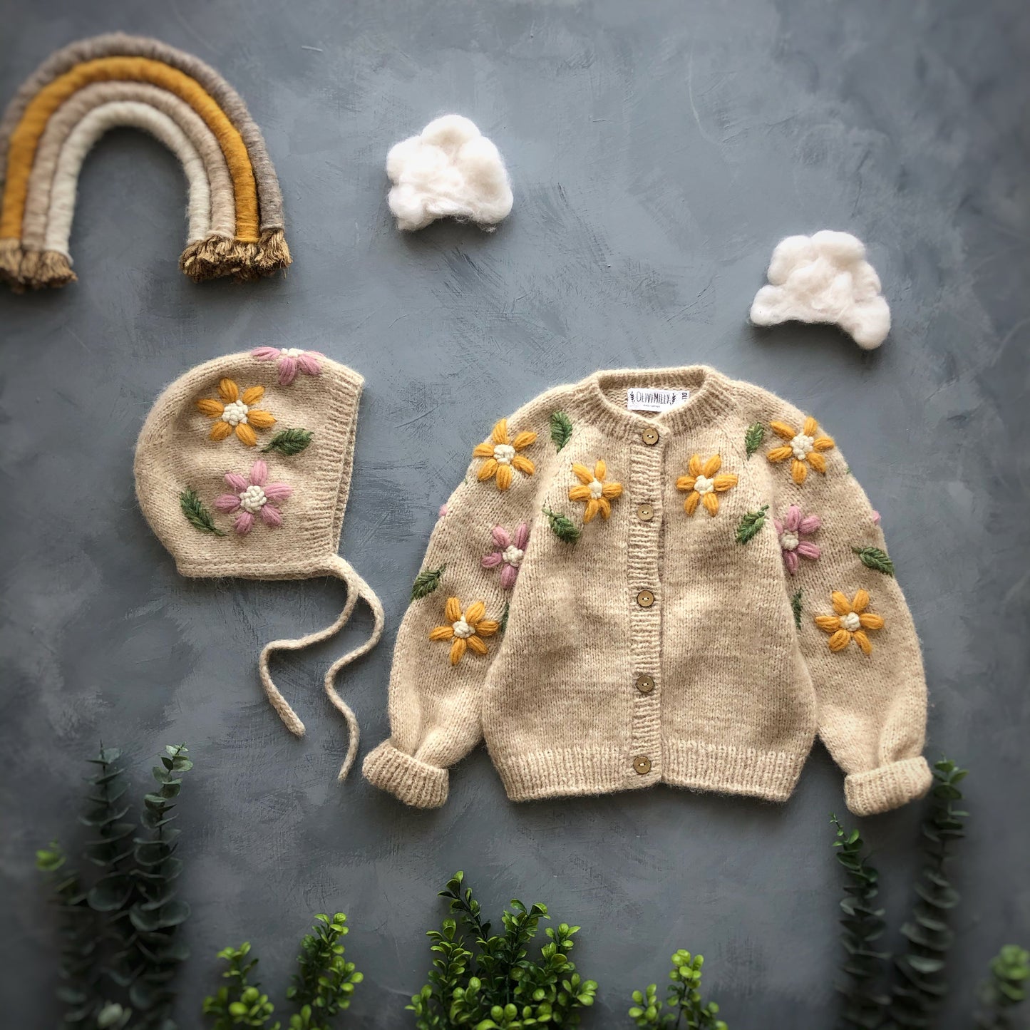 Flower Rain Cardigan Beige