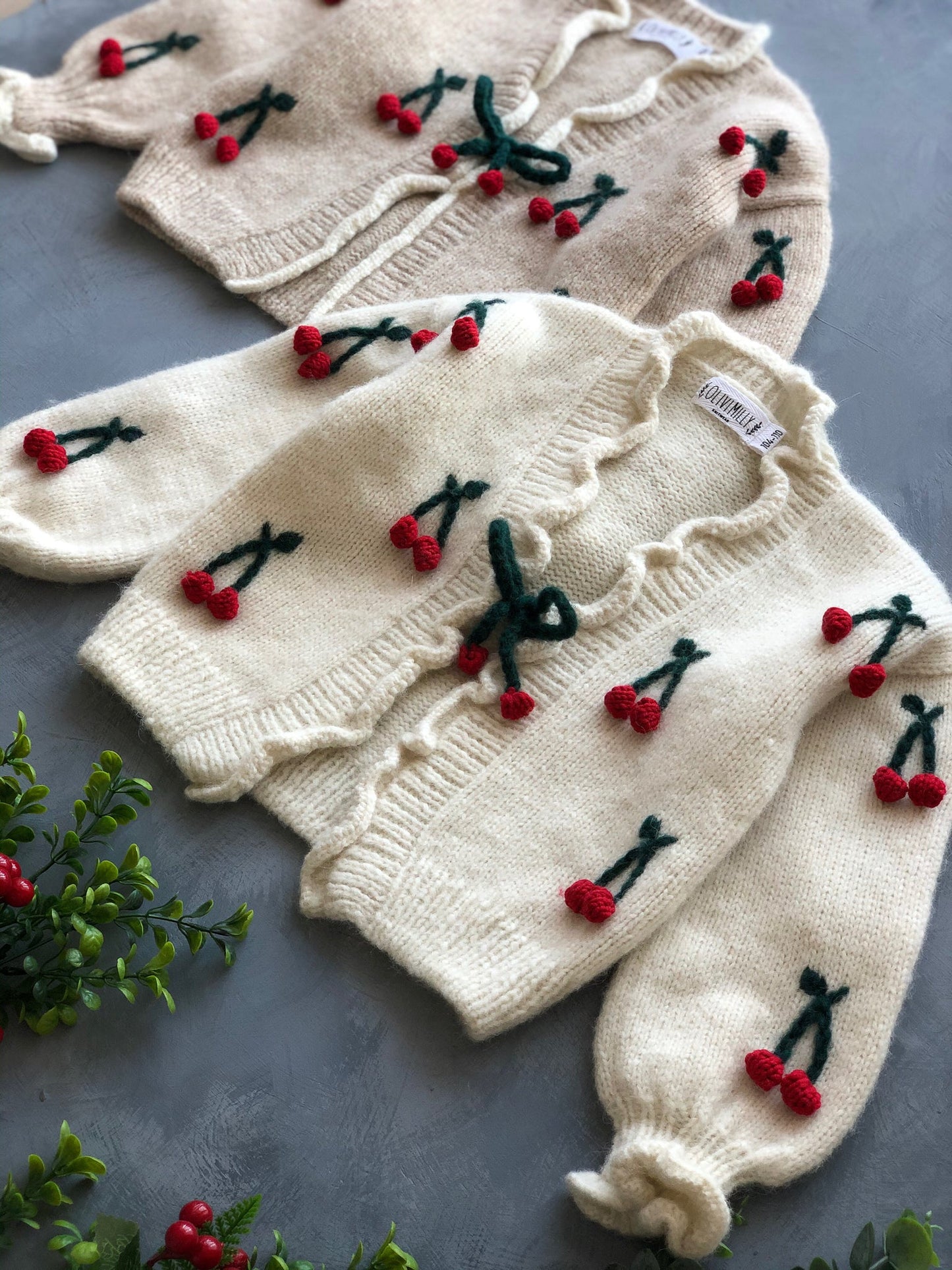 Cherry Cardigan White