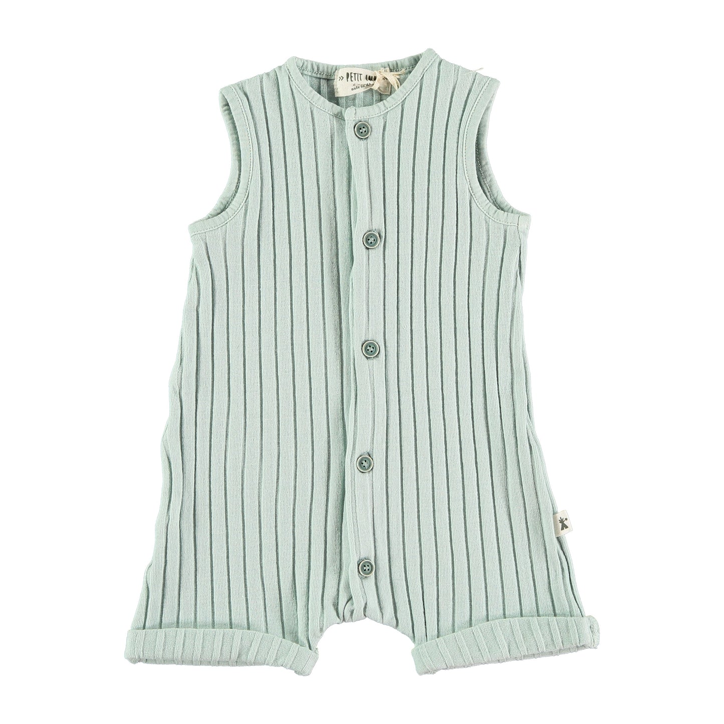 Rib Knit Romper Mint Organic Cotton