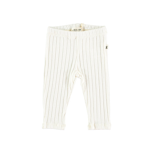 Rib-Knit Leggings Off-White Organic Cotton