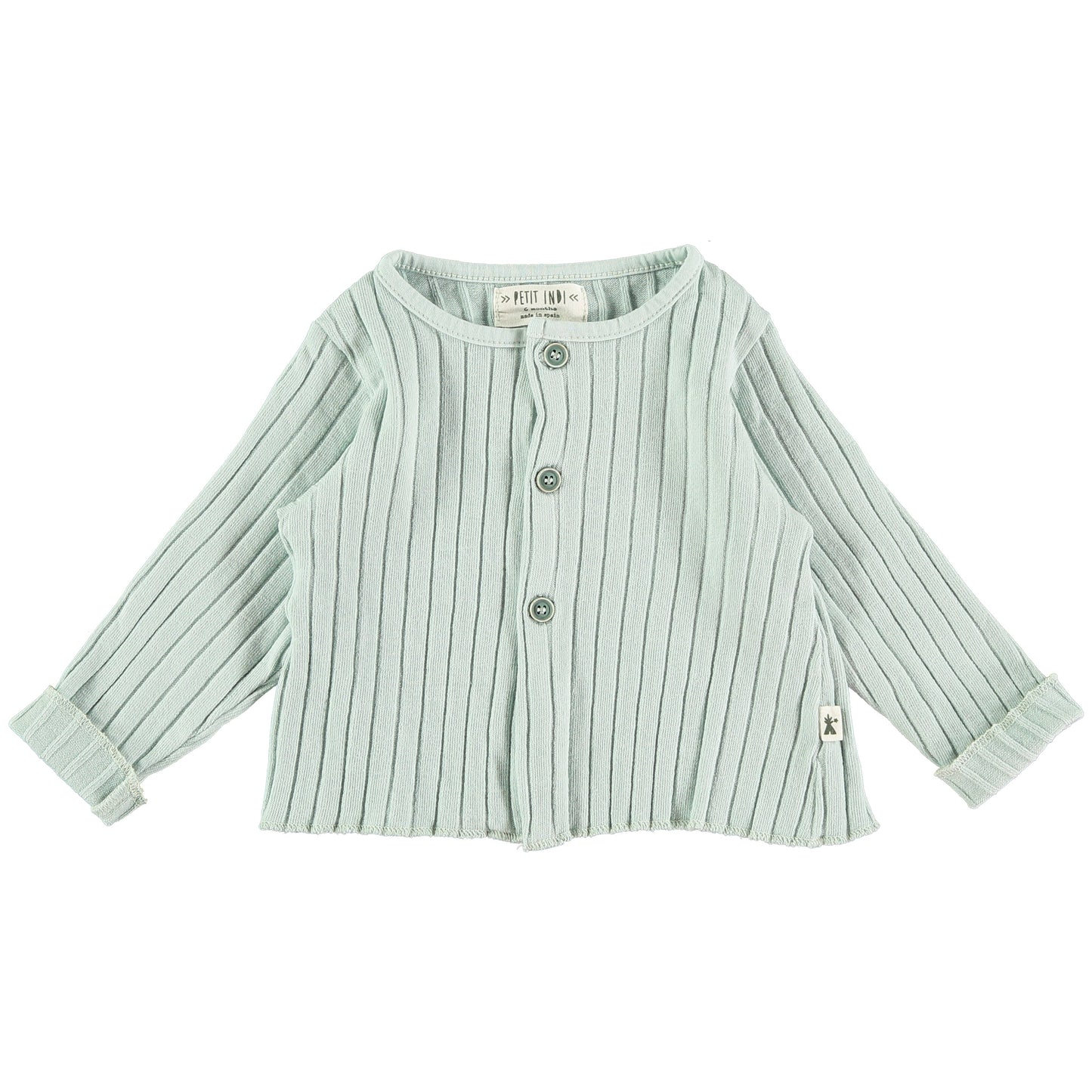 Rib Knit Cardigan Mint Organic Cotton