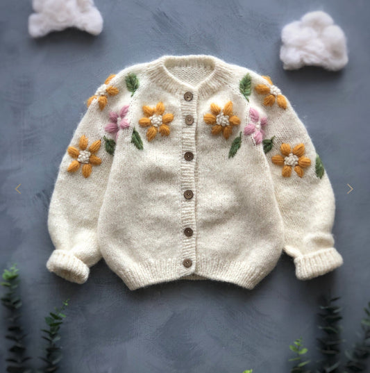 Flower Rain Cardigan White