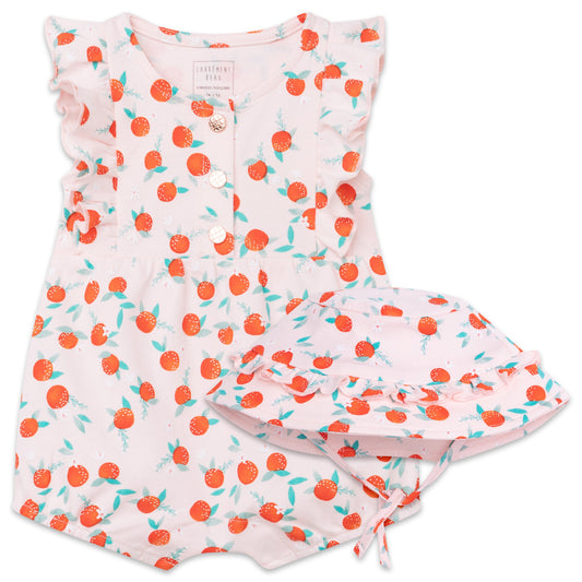 Oranges Short Romper and Sun Hat Set Organic Cotton