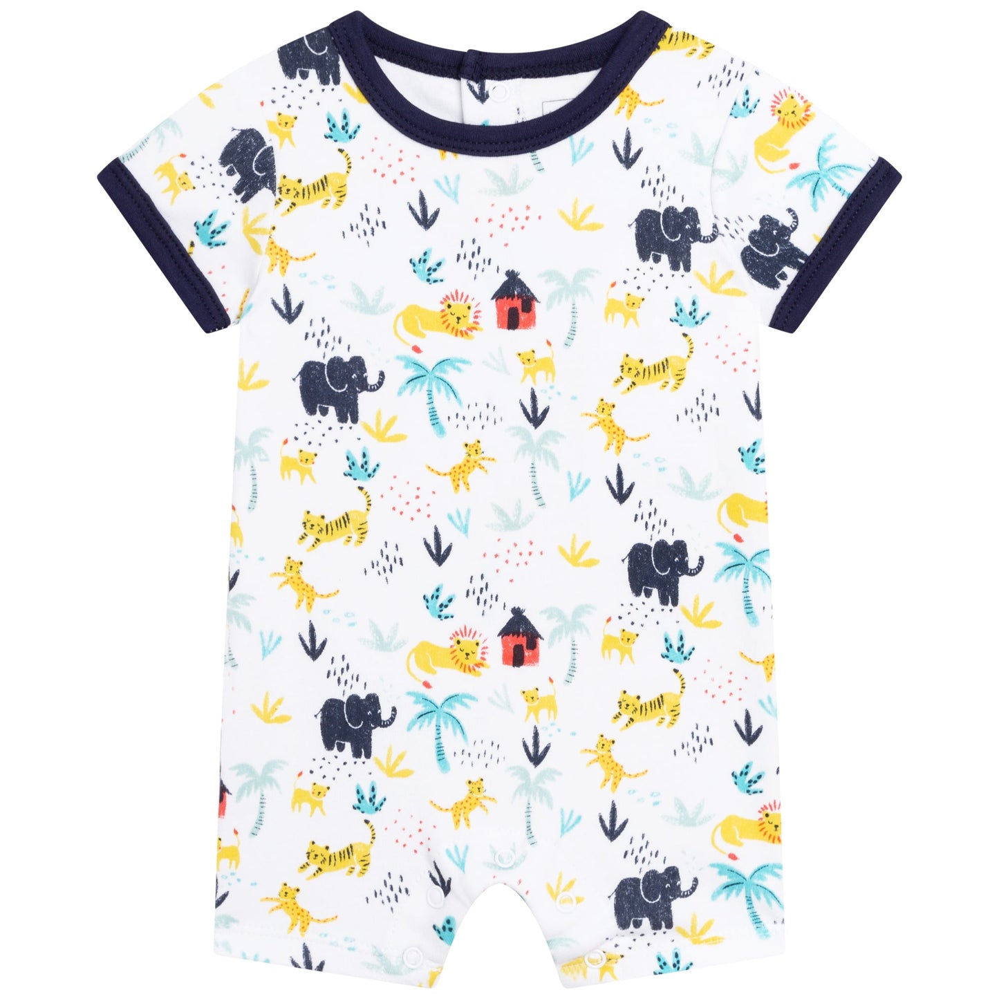 Safari Animals Short Romper and Sun Hat Set Organic Cotton