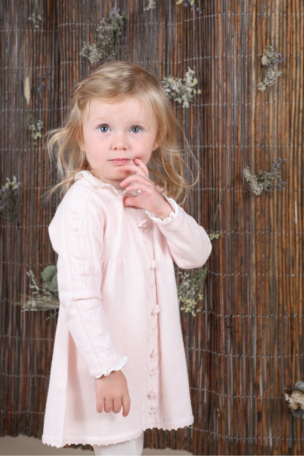 Baby Girls' Pink Knit Dress with Flowers