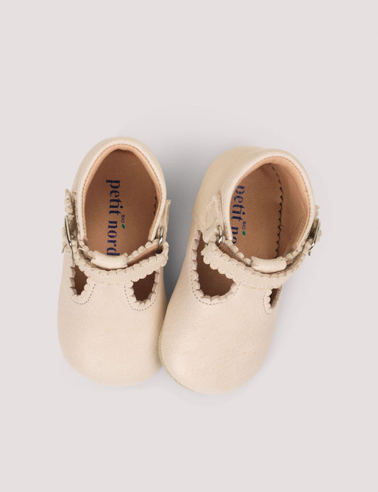 Baby Scallop T-Bar Shoes Cream