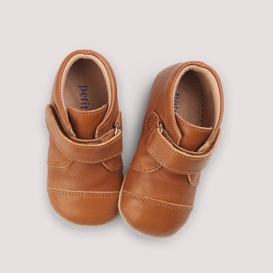 Baby Shoes with Velcro Cognac